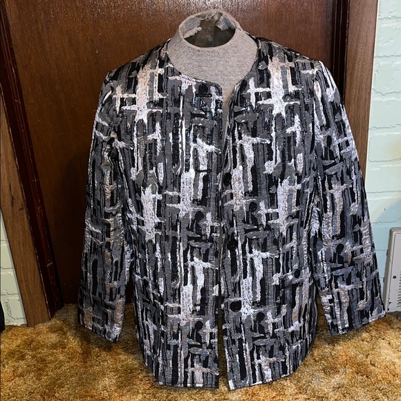Focus 2000 Jackets & Blazers - Focus 2000 Black and Gray Abstract Blazer